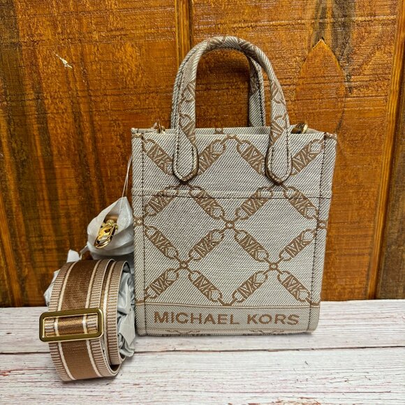 Michael Kors Handbags - MICHAEL KORS Gigi Extra Small N/S Shopper Crossbody – Natural/Luggage